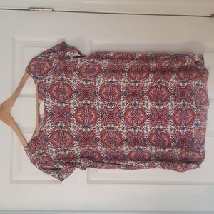 LOFT Medallion Print Flutter Sleeve Top